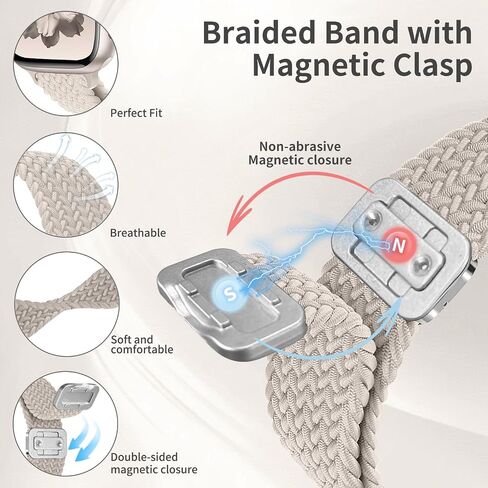 3 حزمة ضئيلة ضئيلة مضفر نطاقات ممتدة متوافقة مع Apple Watch Band 38mm 40mm 41mm 42mm 44mm 45mm 46mm 49mm النساء الرجال ، نطاقات حزام مغناطيسي نايلون رقيقة لسلسلة Iwatch 10/9/8/7/6/5/4/3/2/1/1/SE in Kuwait