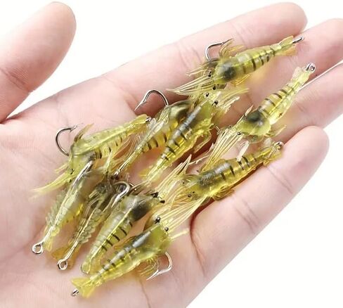 10PCS Soft Shrimp Lures for Effective Fishing - Catch More Fish, Yellow in Saudi Arabia