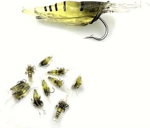 10PCS Soft Shrimp Lures for Effective Fishing - Catch More Fish, Yellow in Saudi Arabia