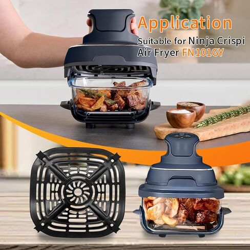 Air fryer Accessories for Ninja AF080 Mini Air Fryer, 5.6'' * 5.6'' Square Food Grade Non-stick Air Fryer Grill Pan Grill Plate Crisper Plate Accessories Tray Rack, Dishwasher Safe in Saudi Arabia