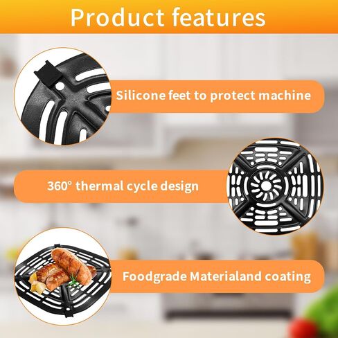 Air fryer Accessories for Ninja AF080 Mini Air Fryer, 5.6'' * 5.6'' Square Food Grade Non-stick Air Fryer Grill Pan Grill Plate Crisper Plate Accessories Tray Rack, Dishwasher Safe in Saudi Arabia