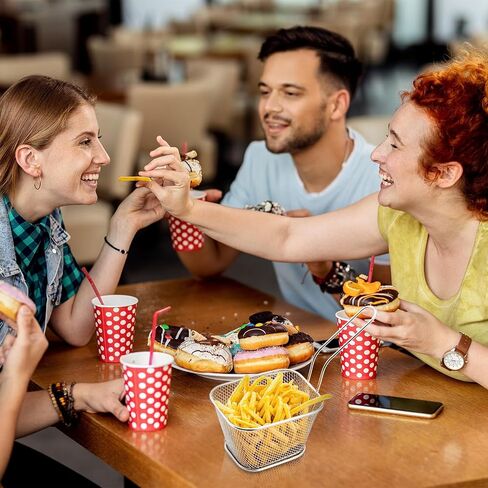12 PCS Mini Square Fry Sgence ، Stains Stains French Fry Holder Callder مع مقبض ، سلال مقلاة صغيرة قابلة لإعادة الاستخدام الصغيرة لمطعم مطعم Cafe Cafe (Sliver) (Sliver) in Kuwait