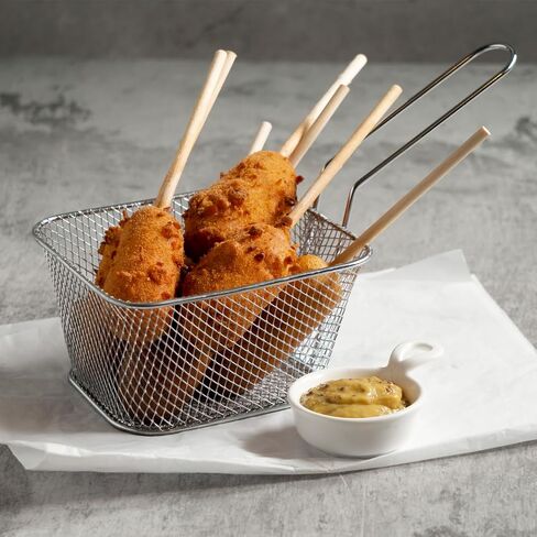 12 PCS Mini Square Fry Sgence ، Stains Stains French Fry Holder Callder مع مقبض ، سلال مقلاة صغيرة قابلة لإعادة الاستخدام الصغيرة لمطعم مطعم Cafe Cafe (Sliver) (Sliver) in Kuwait