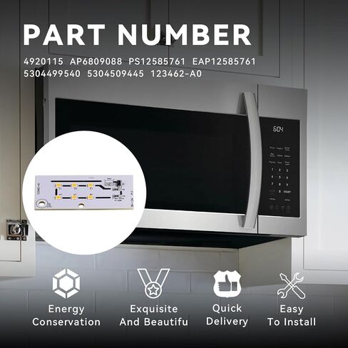 5304517872 Microwave LED ضوء متوافق مع Frigidaire CPBM3077RFC/FGBM19WNVDA ، Electrolux Emow1911asa ، Ikea 462166 (استبدل# AP6809088 ، PS12585761). in Saudi Arabia