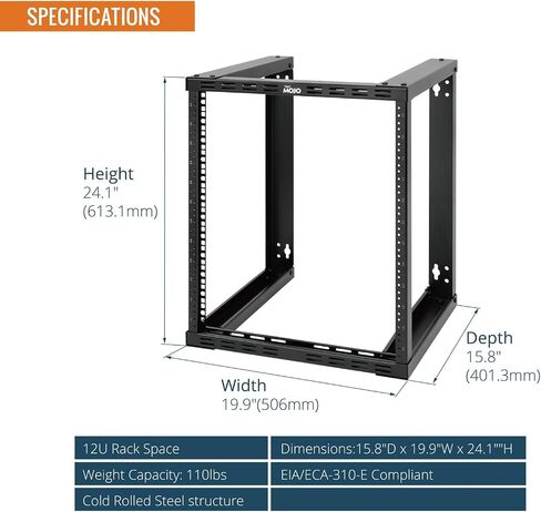 TECMOJO 12U WALL MOUNT RACK & 8 Outlet Rack Mount Strips in Kuwait