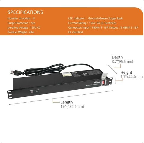 TECMOJO 12U WALL MOUNT RACK & 8 Outlet Rack Mount Strips in Kuwait