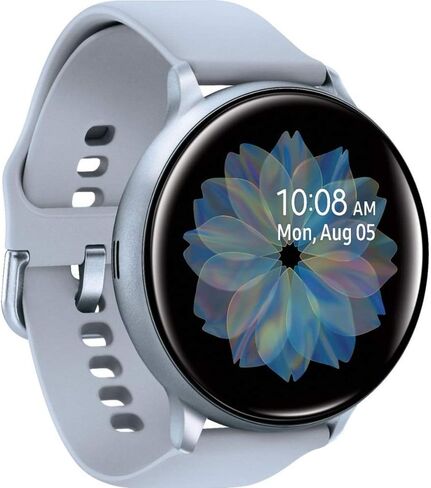 Samsung Galaxy Watch Active2 (حزام السيليكون + مدي الألومنيوم) بلوتوث - دولي (سحابة الفضة ، R820-44mm) (متجدد) in Saudi Arabia
