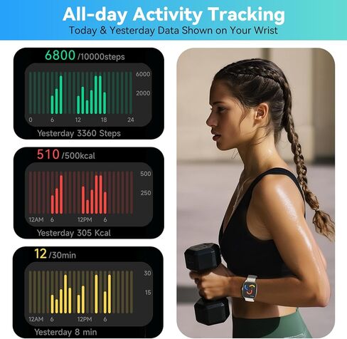 Eurans Smart Watch No App/Phone مطلوب ، 1.85 "عرض Ultra HD | تعقب اللياقة البدنية المقاوم للماء | 24/7 شاشة ضربات/نوم | عداد الخطوة للمشي ومتعقب النشاط للنساء للنساء الرجال in Kuwait