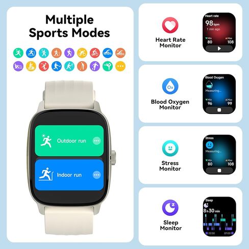 Eurans Smart Watch No App/Phone مطلوب ، 1.85 "عرض Ultra HD | تعقب اللياقة البدنية المقاوم للماء | 24/7 شاشة ضربات/نوم | عداد الخطوة للمشي ومتعقب النشاط للنساء للنساء الرجال in Kuwait