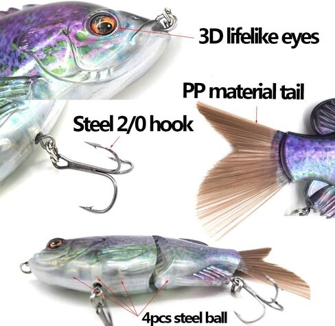5.9 بوصة متعددة الساحة سحر السمك ، 2 شريحة كبيرة غارقة الصيد السحر صيد الأسماك ، crankbaits swimbaits مع خطاف ثلاثي in Kuwait