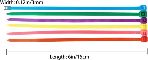 QDiShi 600pcs Small Colored Zip Ties 4 Inch Multi-Color Zip Wire Tie for Deco Mesh Wreath Supplies, Colorful Plastic Ties Yellow, Blue, Red, Green, Pink, Purple Zip Ties (100 per color) in Kuwait
