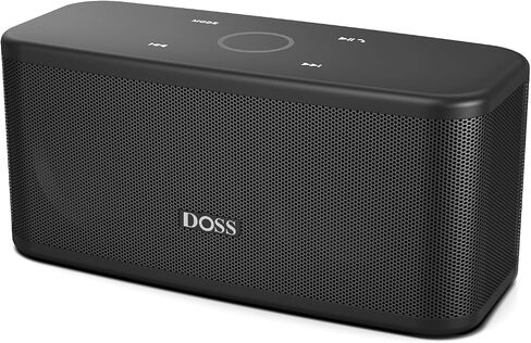 DOSS SoundBox Plus Bluetooth Speaker with Superior Sound, Bluetooth 5.0, Wireless Stereo Pairing, Built-in Mic, 20H Playtime, Portable for Hking, Beach, Camping. Outdoor, Home - Black. Upgrade version in Kuwait