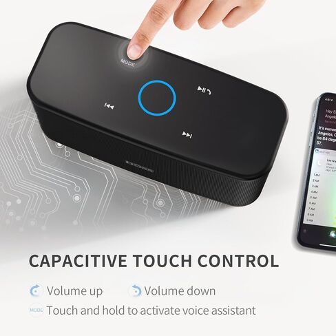 DOSS SoundBox Plus Bluetooth Speaker with Superior Sound, Bluetooth 5.0, Wireless Stereo Pairing, Built-in Mic, 20H Playtime, Portable for Hking, Beach, Camping. Outdoor, Home - Black. Upgrade version in Kuwait
