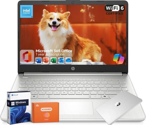 HP Chromebook 14" Laptop, AMD Athlon Silver 3050C, 4 GB RAM, 64 GB eMMC Storage, IPS Touchscreen, Chrome OS(14b-na0010nr) (Renewed) in Saudi Arabia