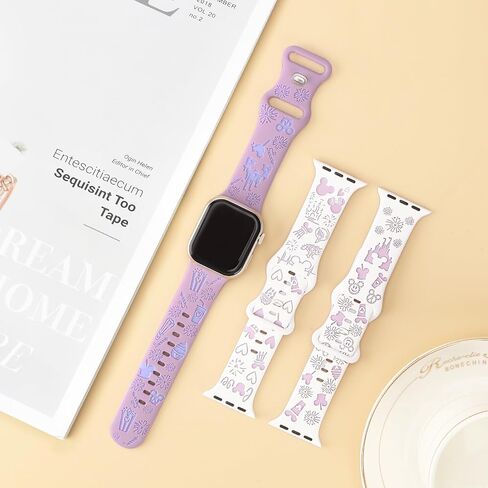 3 حزمة الرسوم المتحركة ، فرق محفورة لفرقة Apple Watch 38 مم 40 مم 41 مم 42 مم 44 مم 45 مم 46 مم 49 مم ، حزام رياضة ناعم ناعم من أجل IWatch S10 9 8 7 6 5 4 3 2 1 SE in Kuwait