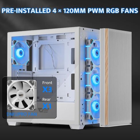 darkFlash ATX PC Case, Genuine Walnut Wood, High Airflow, Pre-Install 4x120mm PWM ARGB Fans Computer Case, Mid-Tower Gaming PC Case, Type C Port, up to 360mm AIO, DS900WS (Black) in Saudi Arabia