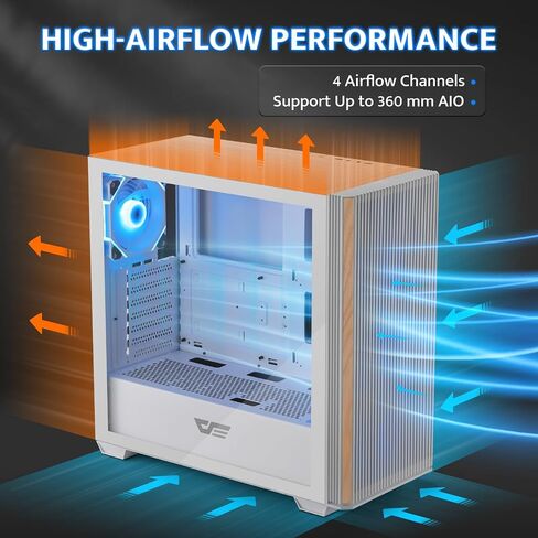 darkFlash ATX PC Case, Genuine Walnut Wood, High Airflow, Pre-Install 4x120mm PWM ARGB Fans Computer Case, Mid-Tower Gaming PC Case, Type C Port, up to 360mm AIO, DS900WS (Black) in Saudi Arabia