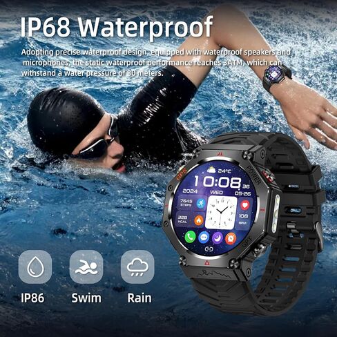 SW8(Black) 1.39" Stylish Smartwatch for Men, Bluetooth Calling, AI Voice Assistant, 107 Sport Modes, 3ATM Waterproof, Fashionable Design, Compatible with Android/iOS in Saudi Arabia