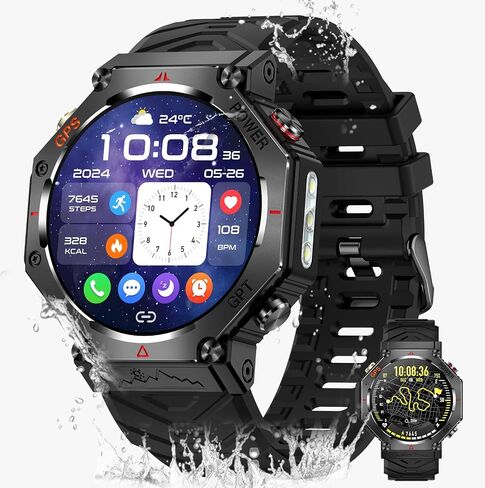 SW8(Black) 1.39" Stylish Smartwatch for Men, Bluetooth Calling, AI Voice Assistant, 107 Sport Modes, 3ATM Waterproof, Fashionable Design, Compatible with Android/iOS in Saudi Arabia