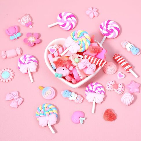 60pcs Junk Case Charms,Bulk Mixed Cute Charms 3D Candy Charm for Junk Phone Cases,Art Supplies,Kawaii Scrapbooking Decoration in Saudi Arabia
