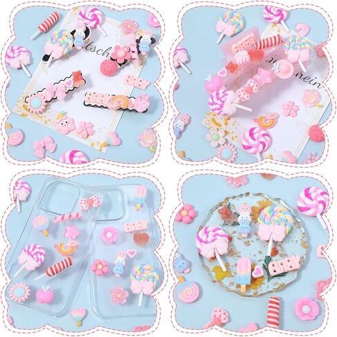60pcs Junk Case Charms,Bulk Mixed Cute Charms 3D Candy Charm for Junk Phone Cases,Art Supplies,Kawaii Scrapbooking Decoration in Saudi Arabia