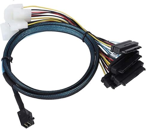 Mini SAS HD SFF-8643 to 4X SAS SFF-8482 Server Cable – 12Gbps Server Internal High-Speed Cable | 30AWG | with Power Cable (19.68, Inches) in Saudi Arabia