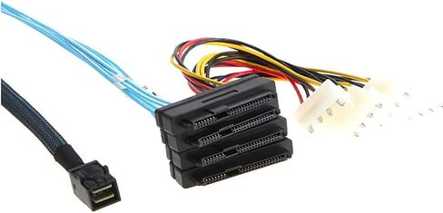 Mini SAS HD SFF-8643 to 4X SAS SFF-8482 Server Cable – 12Gbps Server Internal High-Speed Cable | 30AWG | with Power Cable (19.68, Inches) in Saudi Arabia
