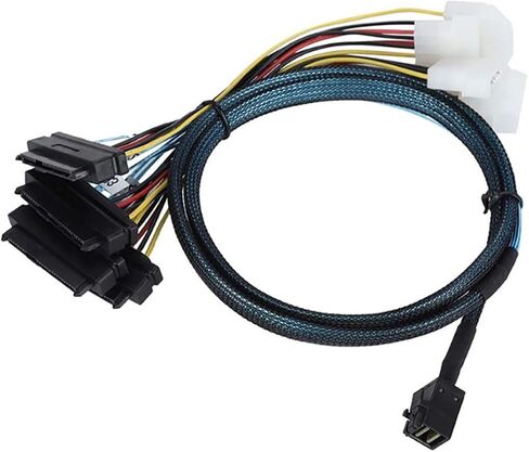 Mini SAS HD SFF-8643 to 4X SAS SFF-8482 Server Cable – 12Gbps Server Internal High-Speed Cable | 30AWG | with Power Cable (19.68, Inches) in Saudi Arabia