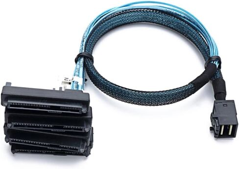 Mini SAS HD SFF-8643 to (4) 29pin SFF-8482 Server Cable with SAS 15pin Power Port Cable (19.68, Inches) in Saudi Arabia