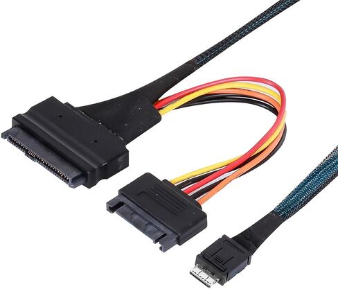 CAB861139 Mini SAS Oculink 4i to U.2 SFF-8639 Cable – PCIe 4.0 38Pin SFF-8611 to 8639 NVMe SSD Adapter 50cm for U.2 U.3 SDD - with 15-Pin SATA Power in Saudi Arabia