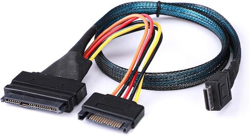 CAB861139 Mini SAS Oculink 4i to U.2 SFF-8639 Cable – PCIe 4.0 38Pin SFF-8611 to 8639 NVMe SSD Adapter 50cm for U.2 U.3 SDD - with 15-Pin SATA Power in Saudi Arabia