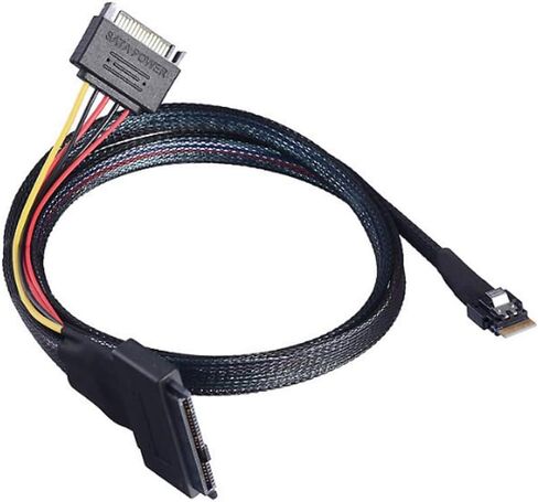 Mini Slimline SAS SFF-8654 4I 38P إلى U.2 SAS 8639 كابل من فئة الخادم مع كابل SATA 15P الذكور-24G ، 32AWG عالية السرعة (39.37 ، بوصة) in Saudi Arabia
