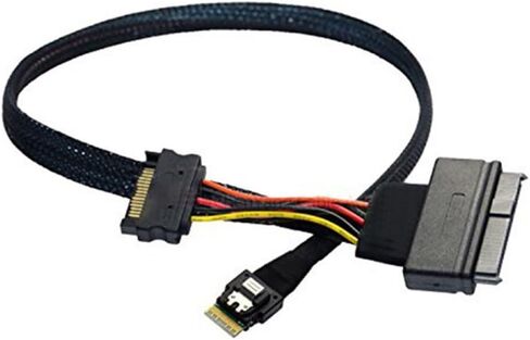 Mini Slimline SAS SFF-8654 4I 38P إلى U.2 SAS 8639 كابل من فئة الخادم مع كابل SATA 15P الذكور-24G ، 32AWG عالية السرعة (39.37 ، بوصة) in Saudi Arabia