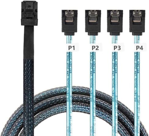 Mini SAS HD SFF-8643 to 4 x SATA 7P Female High-Speed Internal Server Cable (19.68, Inches) in Saudi Arabia