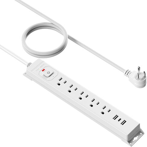 حامي ترجمة قطاع الطاقة مع منافذ USB ، سلك تمديد قابس مسطح 5 قدم ، 5 منافذ AC و 3 منافذ شحن USB ، قابلة للتركيب على الحائط ، ETL مدرجة - أبيض للمنزل ، المكتب ، النوم in Kuwait