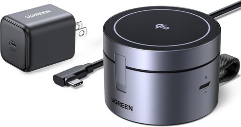 UGREEN Qi2 15W 3-in-1 Wireless Charger for iPhone 17/16/15/14/13/12 Series, Magnetic Foldable Charging Station for Apple Watch, AirPods, MagSafe Compatible Fast Charging Dock, Travel-Friendly Design in Saudi Arabia