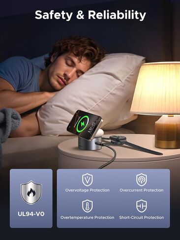 UGREEN Qi2 15W 3-in-1 Wireless Charger for iPhone 17/16/15/14/13/12 Series, Magnetic Foldable Charging Station for Apple Watch, AirPods, MagSafe Compatible Fast Charging Dock, Travel-Friendly Design in Saudi Arabia