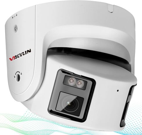 Vikylin 4K 8MP عدسة مزدوجة POE IP كاميرا أمان في الهواء الطلق مع زاوية عريضة بانورامية 180 درجة ، رؤية كاملة/exir2.0 ليلا ، الكشف عن الإنسان/المركبات ، الحديث ثنائي الاتجاه ، Micro SD (512G) ، IP67 ، Blue Iris ، NDAA متوافق in Kuwait