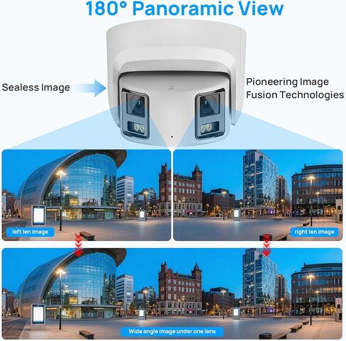 Vikylin 4K 8MP عدسة مزدوجة POE IP كاميرا أمان في الهواء الطلق مع زاوية عريضة بانورامية 180 درجة ، رؤية كاملة/exir2.0 ليلا ، الكشف عن الإنسان/المركبات ، الحديث ثنائي الاتجاه ، Micro SD (512G) ، IP67 ، Blue Iris ، NDAA متوافق in Kuwait