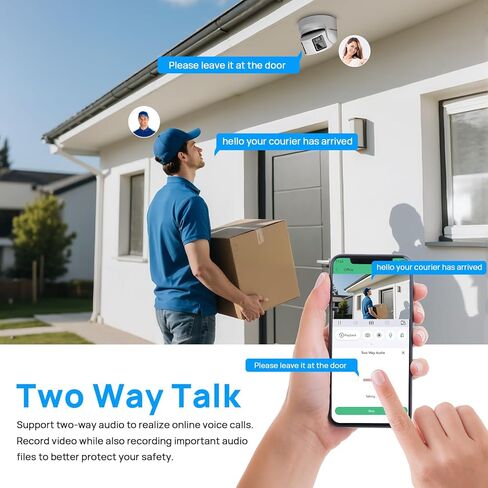 Vikylin 4K 8MP عدسة مزدوجة POE IP كاميرا أمان في الهواء الطلق مع زاوية عريضة بانورامية 180 درجة ، رؤية كاملة/exir2.0 ليلا ، الكشف عن الإنسان/المركبات ، الحديث ثنائي الاتجاه ، Micro SD (512G) ، IP67 ، Blue Iris ، NDAA متوافق in Kuwait