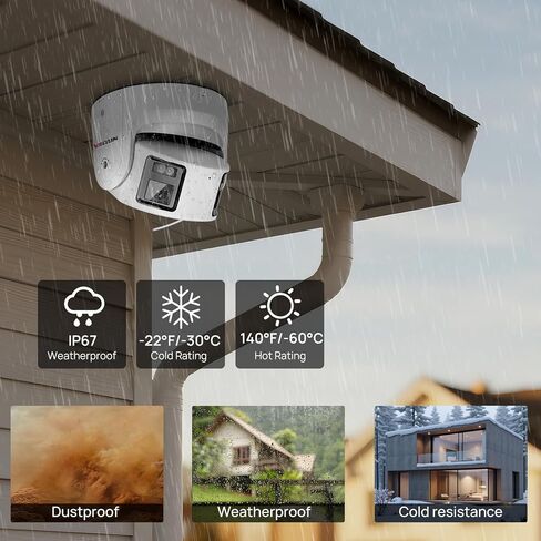 Vikylin 4K 8MP عدسة مزدوجة POE IP كاميرا أمان في الهواء الطلق مع زاوية عريضة بانورامية 180 درجة ، رؤية كاملة/exir2.0 ليلا ، الكشف عن الإنسان/المركبات ، الحديث ثنائي الاتجاه ، Micro SD (512G) ، IP67 ، Blue Iris ، NDAA متوافق in Kuwait
