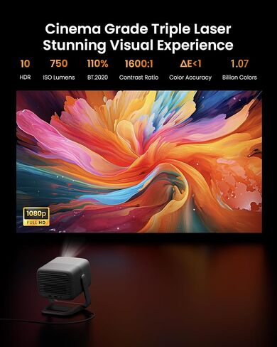 JMGO N1 Portable Projector 1080P FHD, 4K Supported, 150" MALC™ Triple Laser 3D Movie Projector for Home Theater Outdoor, Gimbal Auto Image Correction (Renewed) in Saudi Arabia