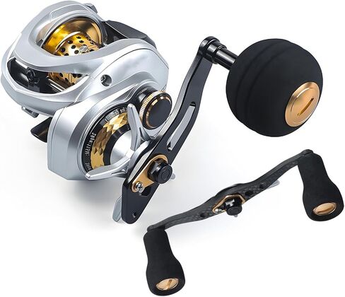 Baitcasting Fishing Reel,35lbs Max Drag Carbon Fiber Baitcaster Reels, 9+1BB,CNC Aluminum Spool10-Button Magnetic Braking System Lower Profile Design Bait Caster Reel Left/Right Handed in Saudi Arabia