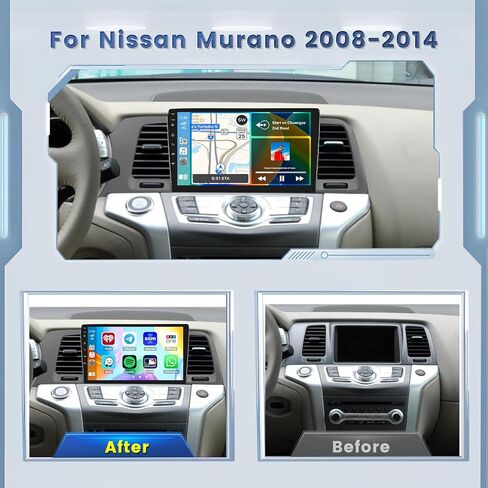 [HIFI] راديو سيارة لـ Nissan Murano 2008 2009 2010 2011 2012 2014 2014 Carplay اللاسلكي المدمج/Android Auto ، 2 + 64g 9 بوصة شاشة تعمل باللمس مع GPS WiFi + AHD كاميرا احتياطية in Saudi Arabia