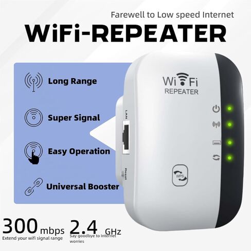 مكثف إشارة WiFi Extender ، الداعم للمنزل يصل إلى 4000 قدم مربع والعديد من الأجهزة ، مكرر WiFi ، مكرر الإنترنت اللاسلكي ، مكبر للصوت البعيد مع منفذ Ethernet ، إعداد زر واحد (أبيض) in Saudi Arabia