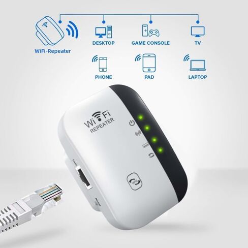 مكثف إشارة WiFi Extender ، الداعم للمنزل يصل إلى 4000 قدم مربع والعديد من الأجهزة ، مكرر WiFi ، مكرر الإنترنت اللاسلكي ، مكبر للصوت البعيد مع منفذ Ethernet ، إعداد زر واحد (أبيض) in Saudi Arabia