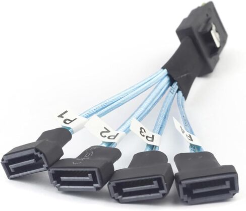 MINI SAS SFF-8087 إلى 4 × SATA 7PIN الذكور ، كابل الذكور ، 12 جيجابت في الثانية ، تسخير خادم داخلي عالي السرعة ، 30AWG (3.93 ، بوصة) in Kuwait