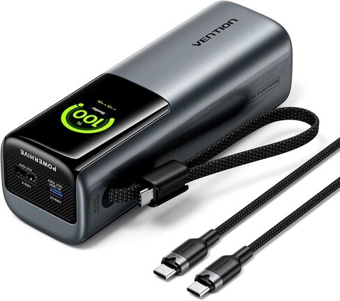Vention PowerHive 200W APPORTOP CAPTOP ، 27000MAH POWER BANK ، DIGITAL DISPLAY و ENSOJI CABLE ، Cable USB-C ، لـ iPhone 16/15/14/13 Pro Max ، MacBook ، Dell ، HP ، Galaxy S24 in Saudi Arabia