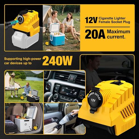 Car/Vehicle Refrigerator Power Supply for Milwaukee M18 18V Battery,Cigarette Lighter Interface,DC 12V Buck Converter Regulator,High Power 240W 20A,with USB A &Type C Port,for Golf Cart RC Car Truck in Saudi Arabia