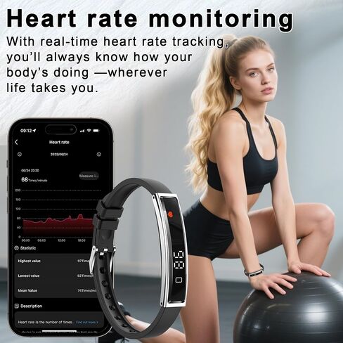 Efolen Smart Watches for Women,Ultralight Fitness Tracker with Heart Rate/Blood Oxygen/Sleep Monitor/Pedometer,Slim Smartwatch Bracelet for Android iPhone,Activity Tracker,2 Band,Black in Kuwait